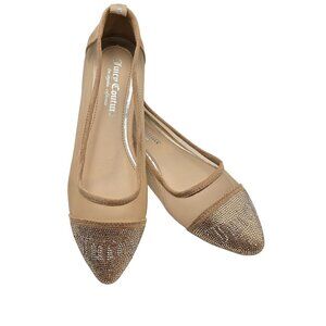 Juice Couture Women's Nude Ballet Flat Mesh Fabric Suede Shoes Size 8